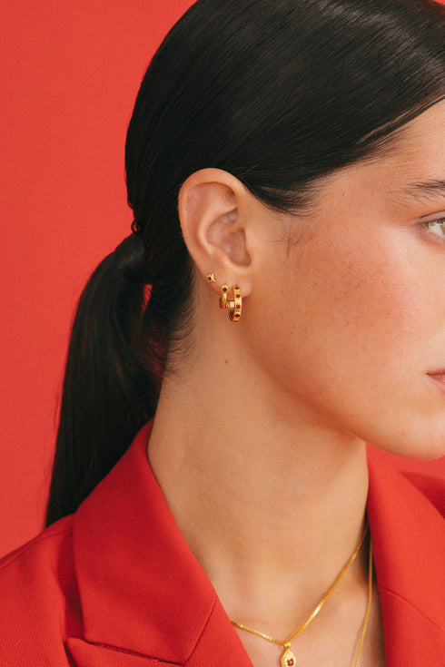 RED DETAILED HOOP GOUD